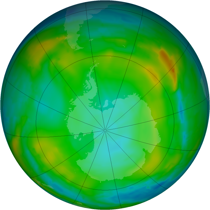 Antarctic ozone map for 02 July 2010